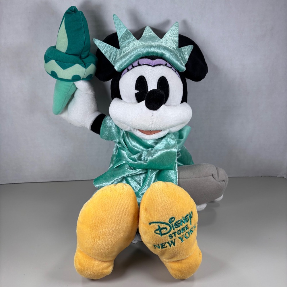 Disney Store New York Minnie Mouse Plush Statue of Liberty 20" Green Crown Torch